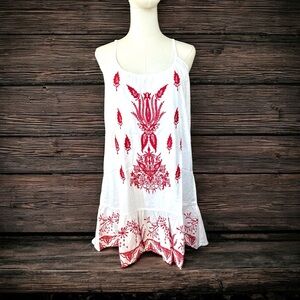 Boemo NWT White& Red embroidered the Aphrodite‎ Mini Dress